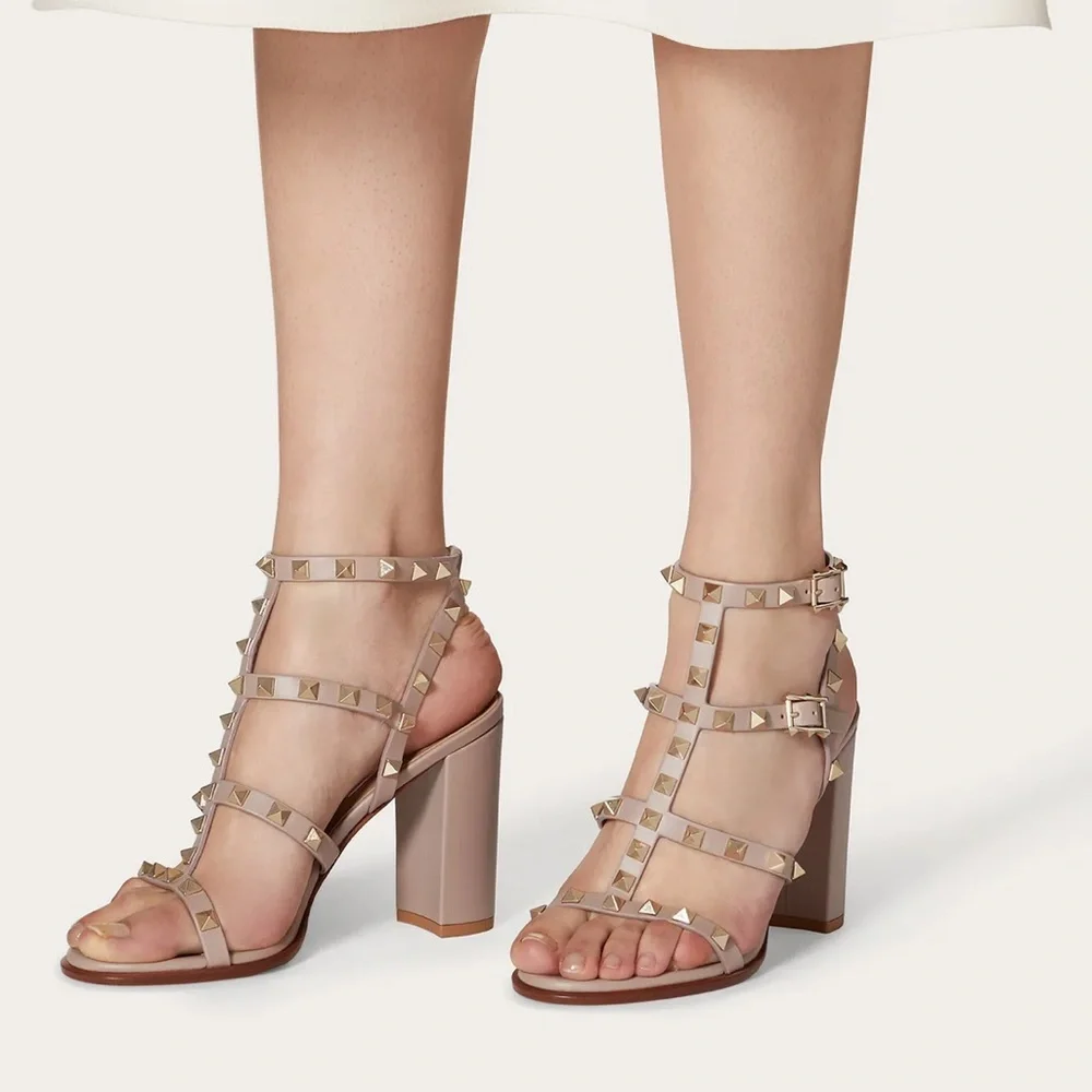 Valentino Garavani Beige Studded Heels - Picture 1 of 5